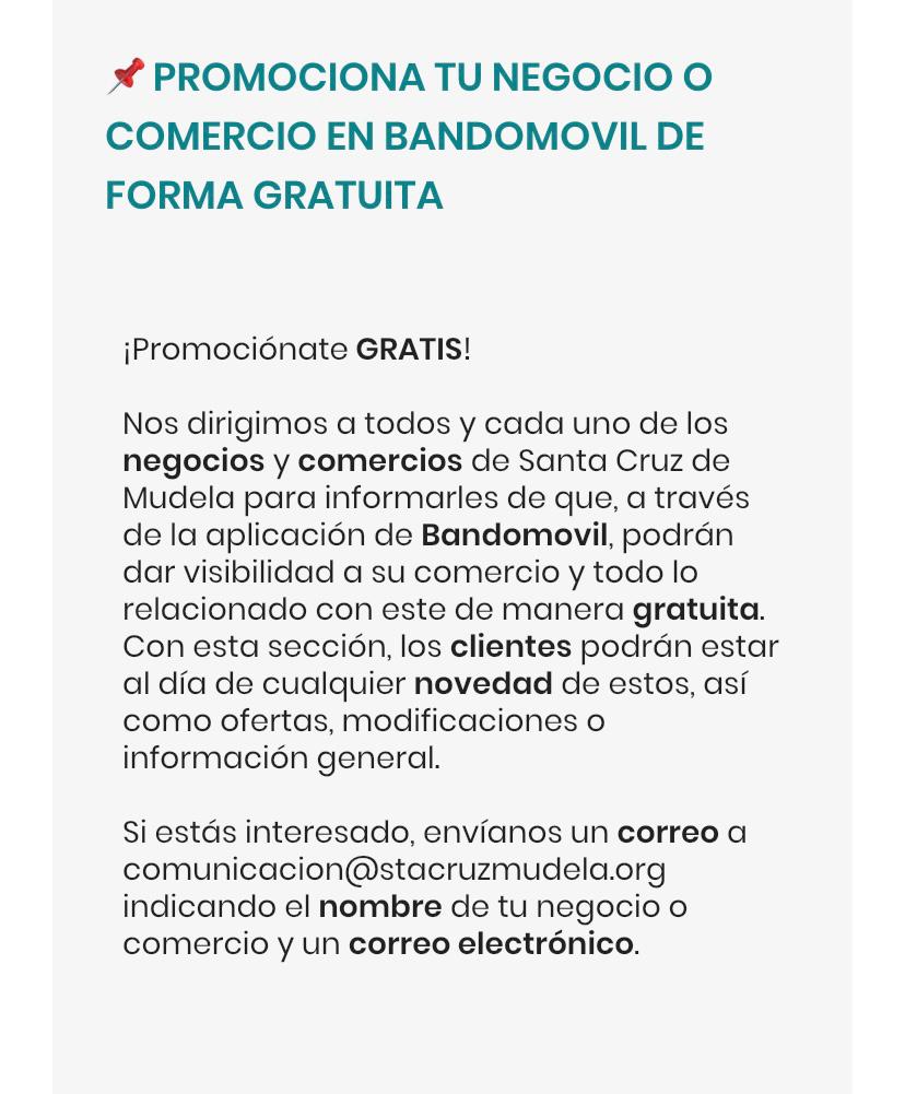 📢PROMOCIONA TU NEGOCIO O COMERCIO EN BANDOMOVIL DE FORMA GRATUITA

¡Promociónate GRATIS!
