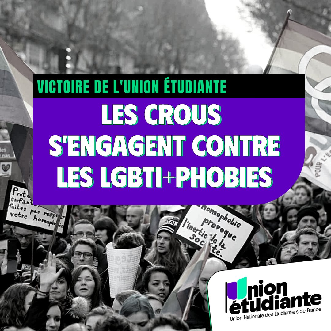 🏳️‍🌈 LES CROUS S’ENGAGENT CONTRE LES LGBTI+PHOBIES 

Aujourd’hui le CA du CNOUS s’est prononcé à l’unanimité pour une motion portée par les organisations étudiantes, à l’initiative de l’Union Étudiante. ⤵️