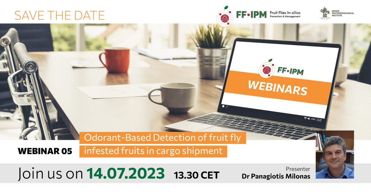 FruitFlies-IPM H2020 (@h2020ipm) on Twitter photo 📣The 5th FF-IPM webinar will take place 14/7/2023 @ 13.30CET 
📷Topic: Odorant-Based Detection of fruit fly infested fruits in cargo shipment by Panos Milonas
📝How? ZOOM registration link: us02web.zoom.us/webinar/regist… 📣The 5th FF-IPM webinar will take place 14/7/2023 @ 13.30CET 
📷Topic: Odorant-Based Detection of fruit fly infested fruits in cargo shipment by Panos Milonas
📝How? ZOOM registration link: us02web.zoom.us/webinar/regist…