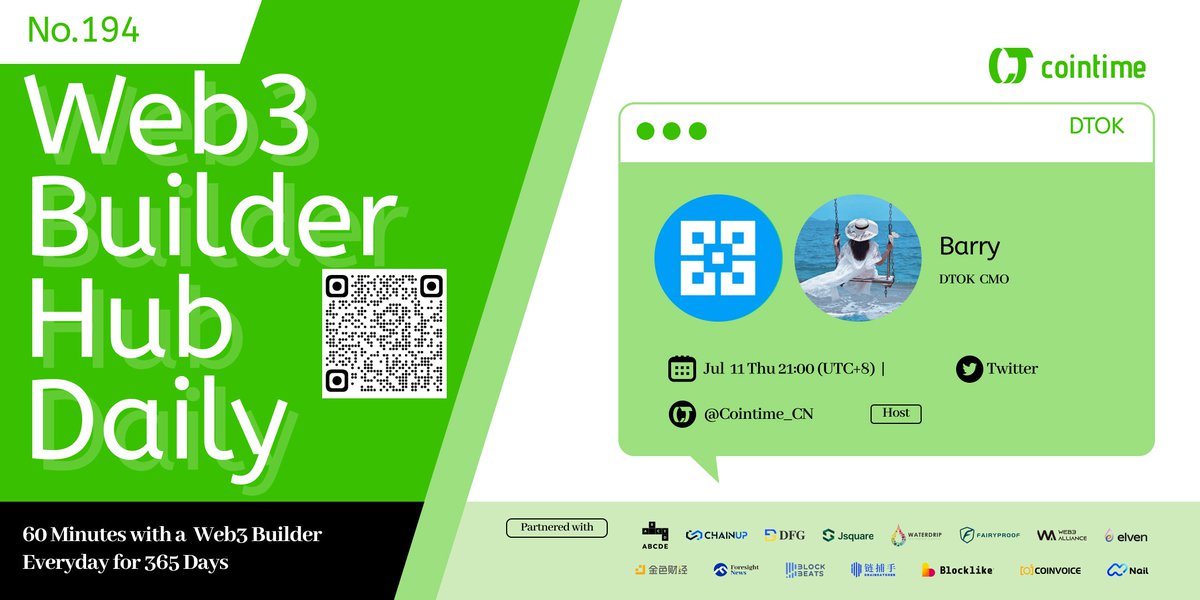 在 Web3 对货币体系、金融市场和劳动力的重建基础上，社交网络去中心化不可避免。 

今晚21：00点 Web3的社交门户新星<a href="/DTOKcom/">DTOK中文频道</a>
CMO Barry 做客Cointime，分享如何打破传统社交的边界，让用户无缝拥抱区块链世界，获取真正价值。