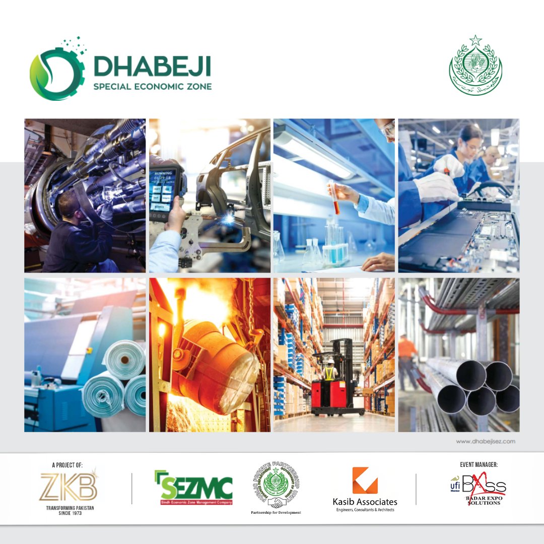 DSEZ - Transforming Industries!

Dhabeji SEZ provides the perfect environment for businesses to thrive in multiple sectors, contributing to economic growth and industrial development.

A Public-Private Partnership Project of <a href="/OfficialSEZMC/">SEZMC</a>, <a href="/SindhGovt1/">Government of Sindh</a> &amp; ZKB.