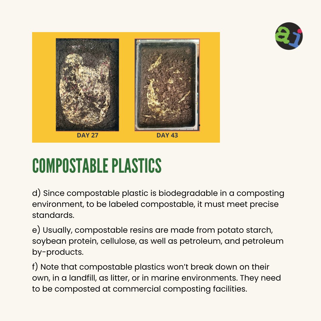 taictrust's tweet photo. Here's the deal: biodegradable plastics often need high temperatures, oxygen, and industrial composting facilities to decompose. In landfills or the ocean, they behave like regular plastics, taking decades or centuries to break down. https://t.co/mYYuzqENx4
