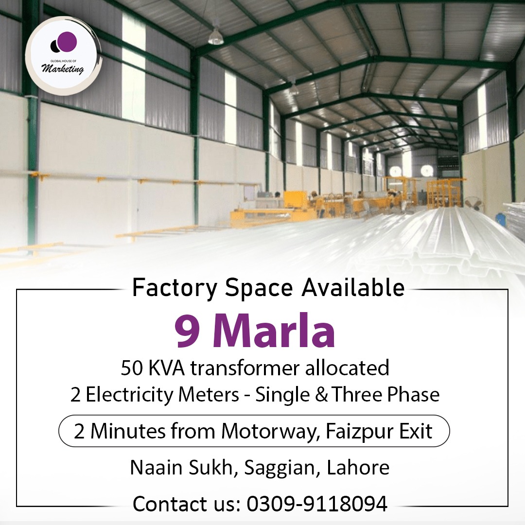 G_HoM1's tweet image. Factory Space Available 9 Marla
50 KVA Tranformer Allocated 2 Electricity Meters - Single &amp;amp; Three Phase,
2 Minute From Motorway, Faizpur Exit
Naain Sukh, Saggian, Lahore

#factoryspace
#50kvatransformer
#2electricitymeters
#nearmotorwayfaizpur

Contact:
0309 9118094
0320 0482324