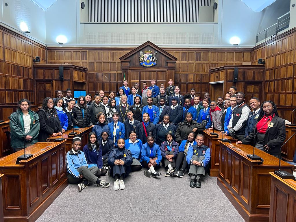A group of 58 learners from the Western and Northern Cape, as part of the Rotary Adventures into Citizenship programme, visited the WCPP today. Member Andricus van der Westhuizen shared his insights on the role and functions of politicians in different spheres of government.