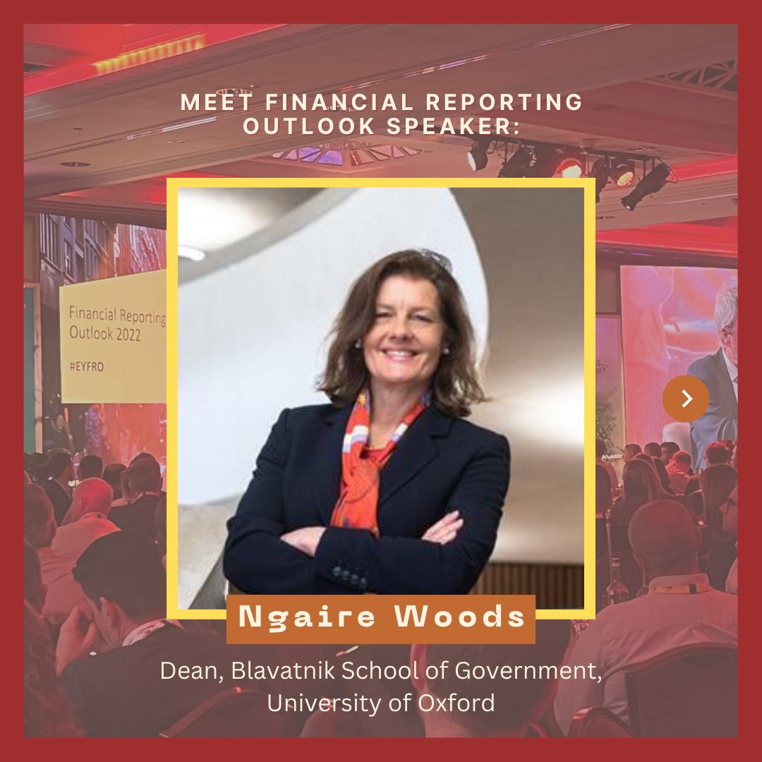 mairi_holmes's tweet photo. The first plenary speaker for this year’s #EYFRO will be @NgaireWoods 
At 9:45 on Monday 13 November Ngaire will be discussing one of the main pillars of this years event: #globalgovernance
Register at https://t.co/bpQ8i44VEf https://t.co/LEwA2xnvlI