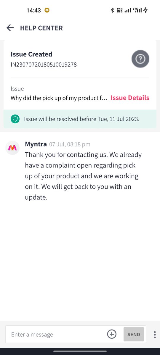ArvindMalik93's tweet photo. This is my very bad experience with Myntra, I placed a return order on 6th July 2023. On 8th the delivery boy came to my home and went back without taking the product. And till today 11th July 2023 my product was not taken from me. https://t.co/IZL7g6ziv7