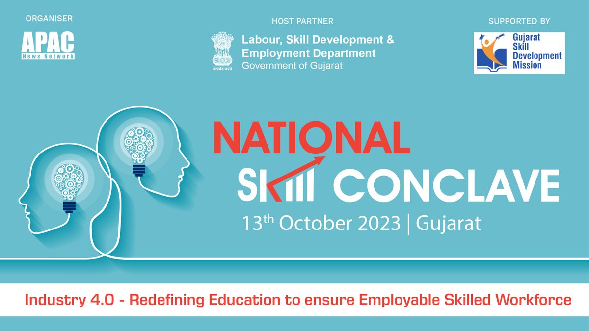 We are pleased to announce the National Skill Conclave, Gujarat being hosted by <a href="/GujLabEmpDept/">Labour,Skill Development and Employment Department</a> &amp; <a href="/GSDMOfficial/">Gujarat Skill Development Mission</a> &amp; organised by APAC News Network on 13th October 2023 in Gujarat.
Visit us- apacnewsnetwork.com/skillconclave/…
#APACinnovations #APACSkill #APACEducation #NationalSkillConclave