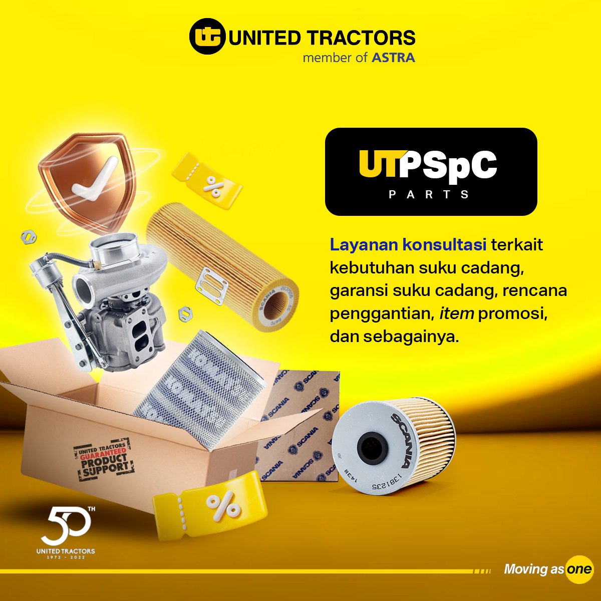 unitedtractors's tweet photo. United Tractors menyediakan program UT PSpC (Program Spareparts Consultation) sebagai layanan konsultasi untuk mendukung kelancaran bisnis setiap mitra usahanya.
#UTPSpC #LayananUT #UnitedTractors #MovingAsOne #JualAlatBerat #DistributorAlatBerat #SemuaJugaUT #UTeach #UTProduct https://t.co/tgdqvFG2wz