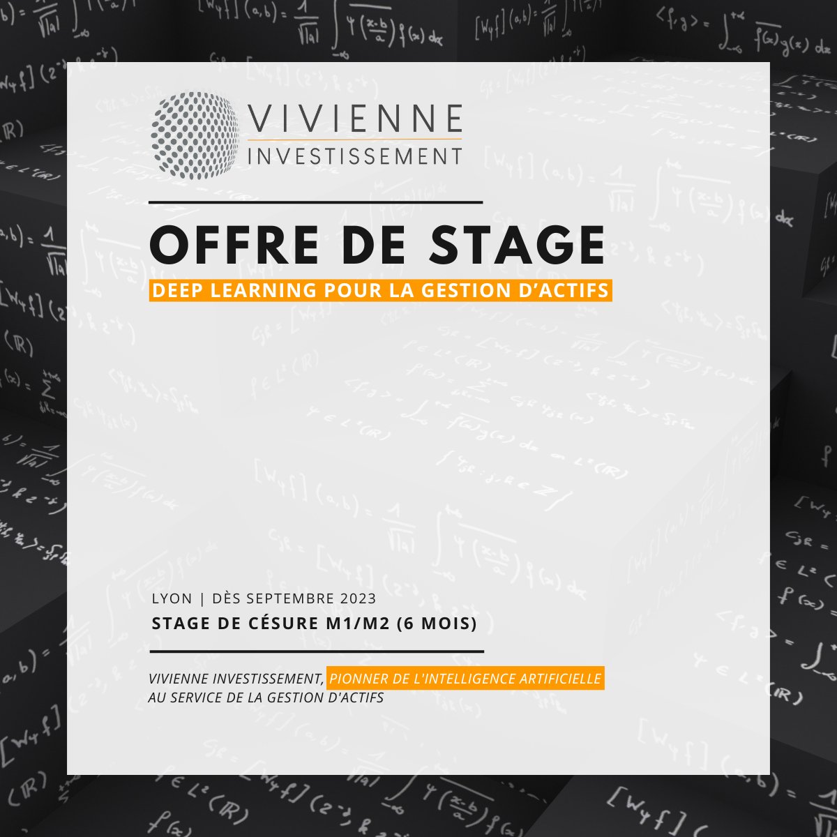 Vivienne_IM's tweet photo. [OFFRE DE STAGE : #DEEPLEARNING POUR LA GESTION D’ACTIFS]
Passionné par la #datascience et la #financequantitative, vous recherchez un #stage de césure M1/M2 ?
Découvrez vite notre offre : https://t.co/v6WaKKseVl

#AI #assetmanagement #gestiondactifs https://t.co/sZK8I1233G