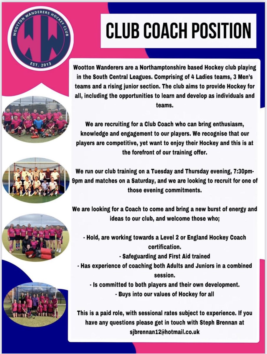Steph Brennan (@sjb_coaching) on Twitter photo There are still paid coaching opportunities up for grabs with <a href="/WoottonHC/">Wootton Wanderers Hockey Club</a>! There are still paid coaching opportunities up for grabs with <a href="/WoottonHC/">Wootton Wanderers Hockey Club</a>!
