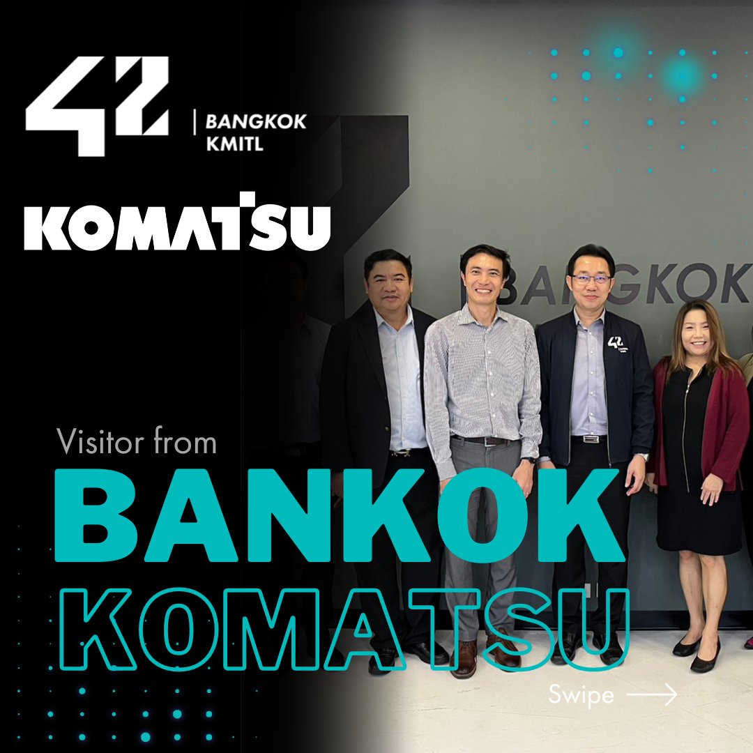 42Bangkok's tweet photo. ยินดีต้อนรับคณะผู้บริหารจาก Bangkok Komatsu ที่มาเยี่ยมชม 42 Bangkok วันนี้ เรามีความภาคภูมิใจที่ได้รับโอกาสต้อนรับและขอบคุณท่านและเป็นส่วนหนึ่งในการแบ่งปันความรู้และประสบการณ์กับ 42 Bangkok🙏🙏🙏

#Bangkok #BangkokKomatsu https://t.co/VcGegRMUEb