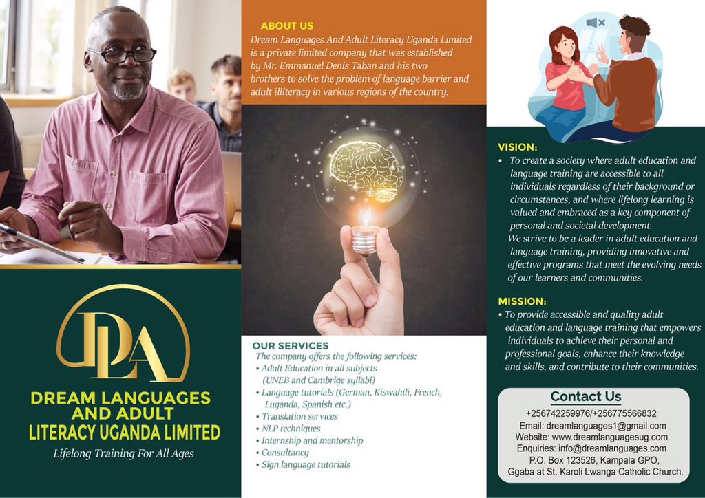Knowledge is power, in <a href="/Dreamlanguageug/">Dream Languages And Adult Literacy(UG) Limited.</a>  we empower you to reach greater heights. Come Learn @Swahili, <a href="/German/">kanye the chud</a>, <a href="/French/">French</a>, <a href="/Arabic/">a</a>, <a href="/Signlanguages/">Sign Languages</a> among others. Contact us @+256742259976.