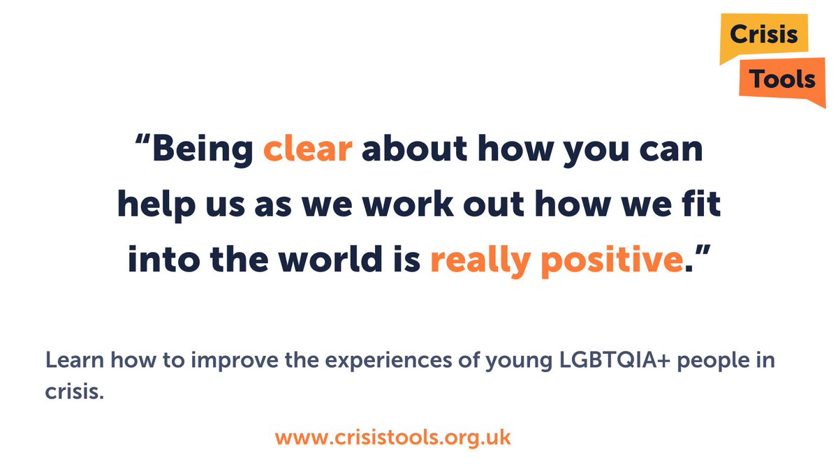 💬 “Whether you are a professional, family member, carer or friend, asking, ‘what can I do to help?’ is a good start.”

We understand knowing where to begin isn't always easy. Check out “Top Tips from LGBTQIA+ young people” for helpful, practical advice.

crisistools.org.uk/training/lgbtq…