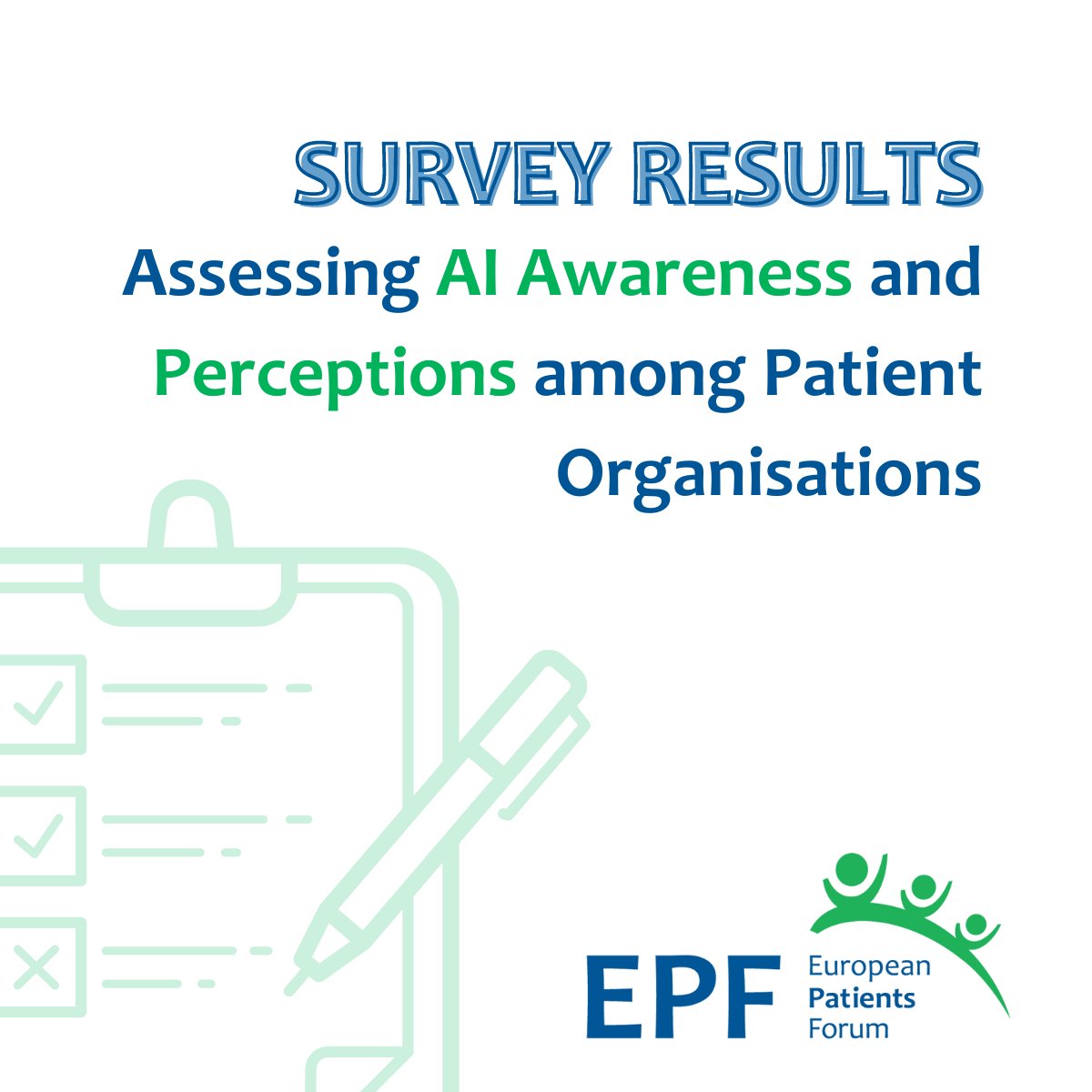 🤔 What are #patientorganisations and individual patient advocates' perceptions of and ideas about #AI applications in healthcare? Last Spring, EPF set out a #survey on exactly this topic. Today, we share the results. Have a look: bit.ly/3NMuFin
