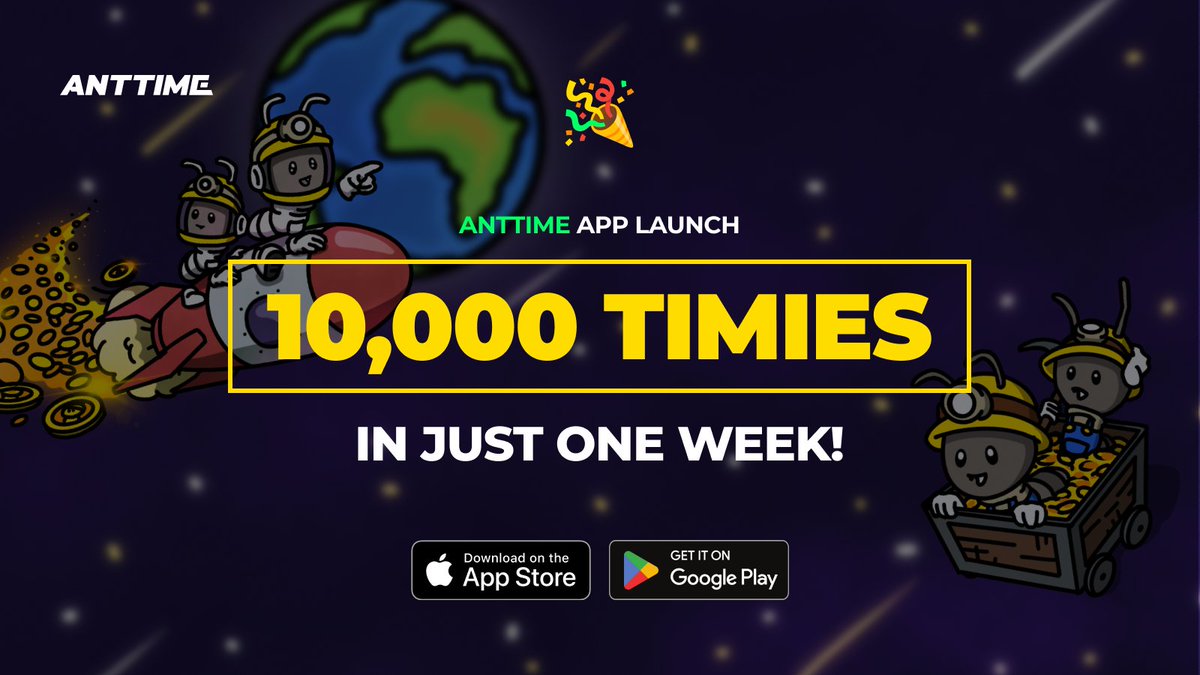ANTTIME_NET's tweet photo. 🎉 Achieved 1️⃣0️⃣0️⃣0️⃣0️⃣ #Timies in just one week!!
🔥 The faster you #mine, the more $TIME you get!!
✨ Download now and start #Mining!!
https://t.co/r2tn2v5IJI
#Freemining #TIME #Celebration #Boost #Referral #Network #Prize #Reward #Web3 #Community https://t.co/iW3wPkefPB