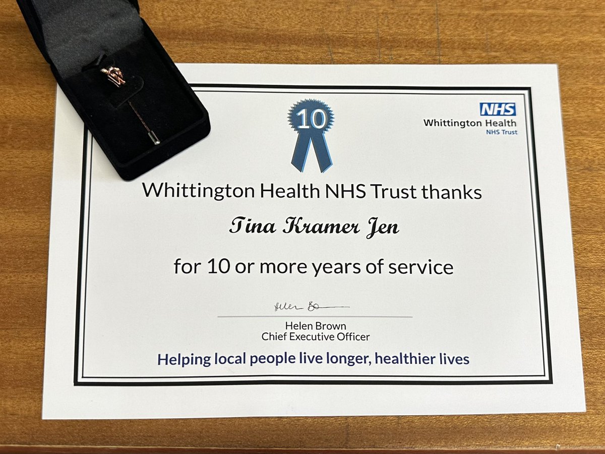 Tina Krämer Jen (@tinakramer) on Twitter photo Just picked up my certificate and pin for more than 10 years <a href="/WhitHealth/">Whittington Health NHS Trust</a> (it will actually be 15 at the end of next year)…
Thank you to <a href="/JegedeTina/">Tina J MBE, MSc (Nurse, Midwife, Queen’s Nurse)</a> and Chin for hosting the ceremony to acknowledge all of us here so long. Just picked up my certificate and pin for more than 10 years <a href="/WhitHealth/">Whittington Health NHS Trust</a> (it will actually be 15 at the end of next year)…
Thank you to <a href="/JegedeTina/">Tina J MBE, MSc (Nurse, Midwife, Queen’s Nurse)</a> and Chin for hosting the ceremony to acknowledge all of us here so long.