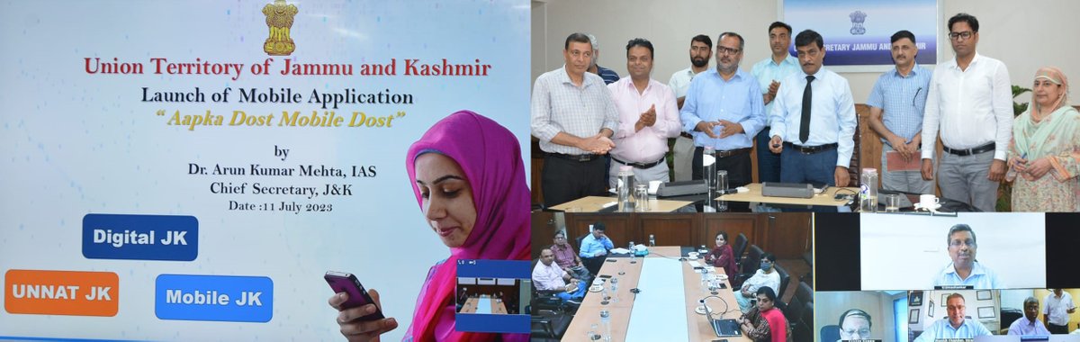 ians_india's tweet photo. #JammuAndKashmir Chief Secretary Arun Kumar Mehta launched Mobile #DostApp in sync with the vision of Apka Mobile HamaraDaftar. https://t.co/mLheEBVELP