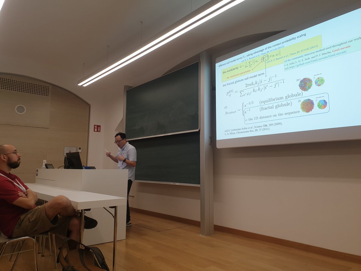ivanbonamassa's tweet photo. Second session begins!!! Sang Hoon Lee, talking now about the 3D organization of communities in chromosome networks! Join us, we are at room S6. #physnet23 @netsci2023 https://t.co/jyvQ0u9Wdl