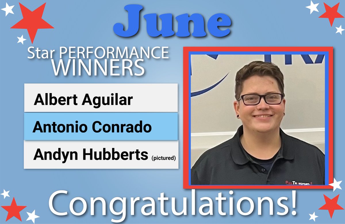 ProTransport1's tweet photo. ⭐Star Performance Winners June⭐ Our stars always seem to find a way to go the extra mile for the team. Whether it's at the station or with our patients, they always shine bright! Congratulations to our Stars of June 👏 #EMS #PT1performance https://t.co/tDPMs95QcV