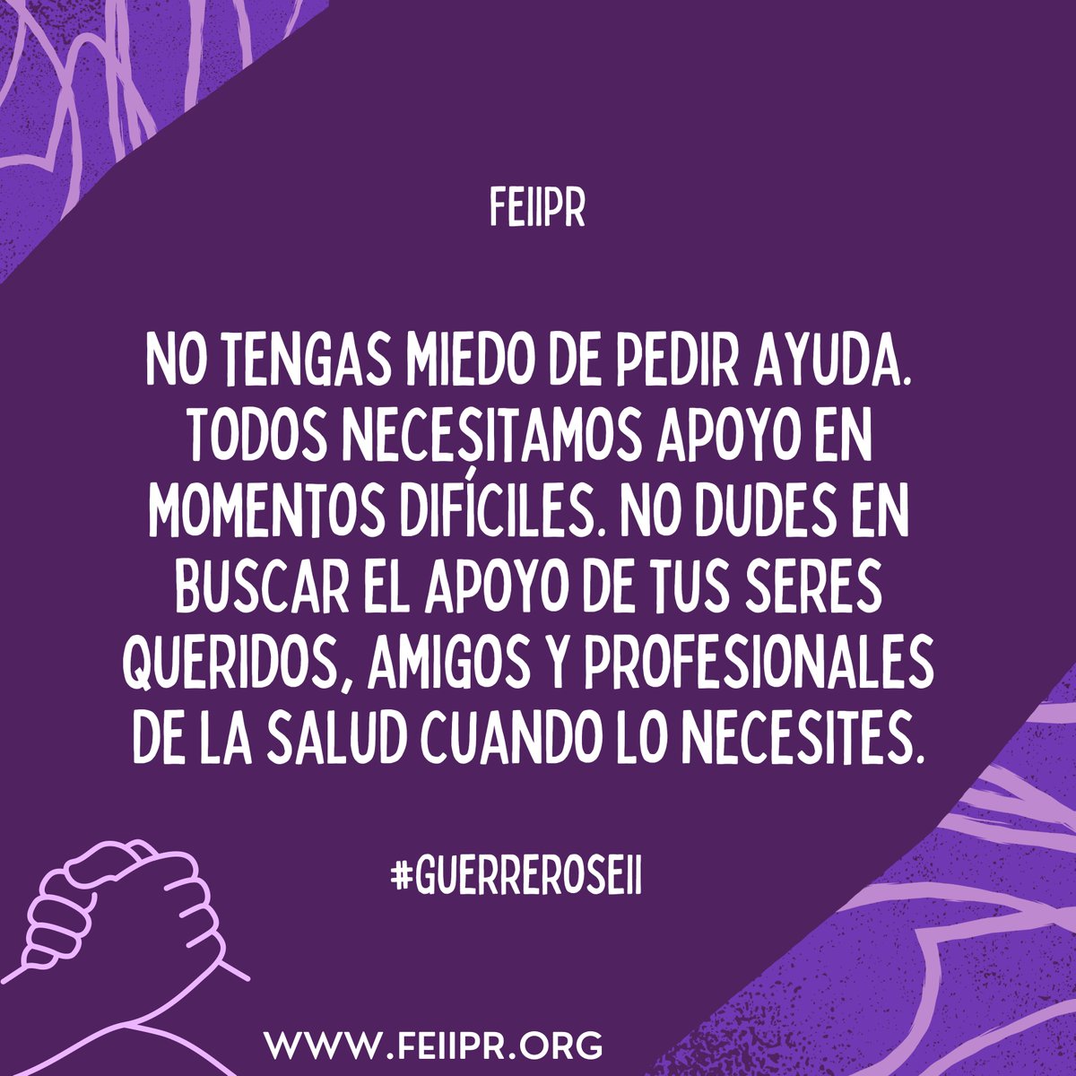 FEIIPR's tweet photo. 💜 No tengas miedo de pedir ayuda. Todos necesitamos apoyo en momentos difíciles. No dudes en buscar el apoyo de tus seres queridos, amigos y profesionales de la salud cuando lo necesites. 💜
 #FEIIPR
#GuerrerosEII
#HeroesEII
#ColitisUlcerosa
#EnfermedadDeCrohn
#CrohnWarrior https://t.co/ZK6qipmU2A
