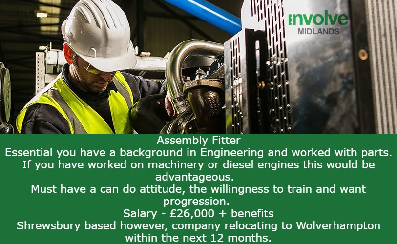 LtdInvolve's tweet image. “NEW VACANCY – PERMANENT – ASSEMBLY FITTER”

If you have an Engineering background and looking for a role with real career progression please call
Julie or Regan on 01902 925960 for further details.

#engineeringjobs #manufacturingjobs #assemblyfitter #engines #engineeringrepair