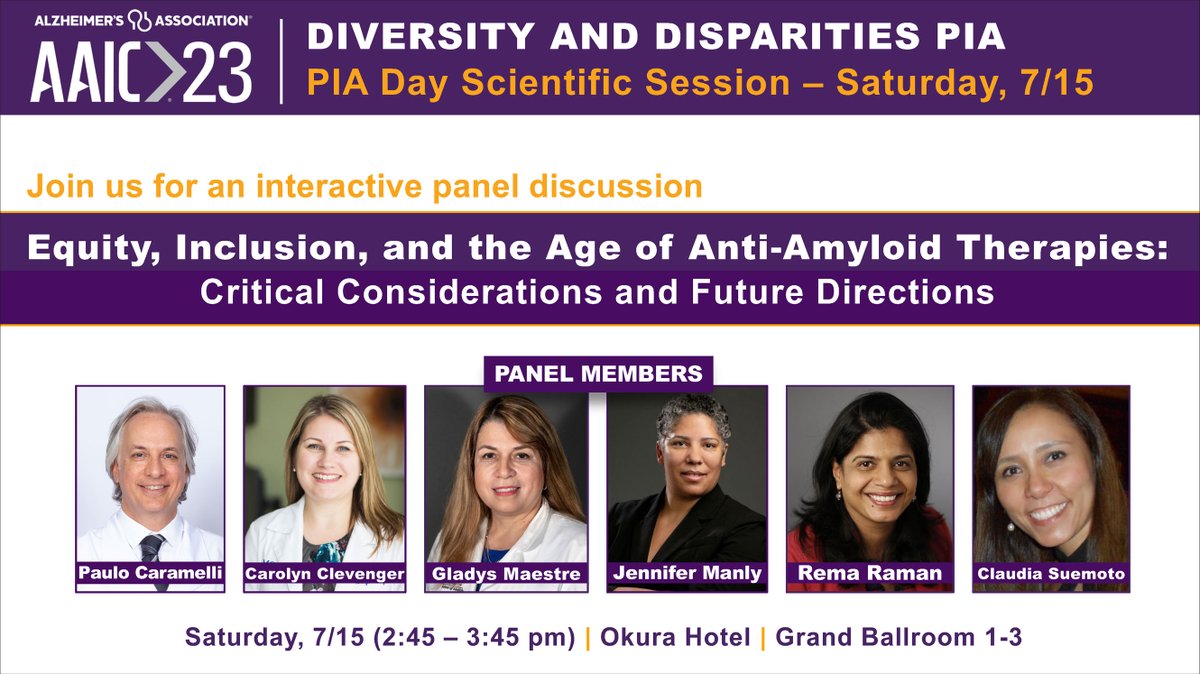 #AAIC23 - You don't want to miss this interactive panel with Drs @CaramelliPaulo @ccleven Gladys Maestre @ManlyEpic Rema Raman & @clausuemoto. Moderated by Drs @mlzuelsdorff & @SDStites --PIA DAY 7/15 @ISTAART @pgriffin315 @hillcv17 @stforner