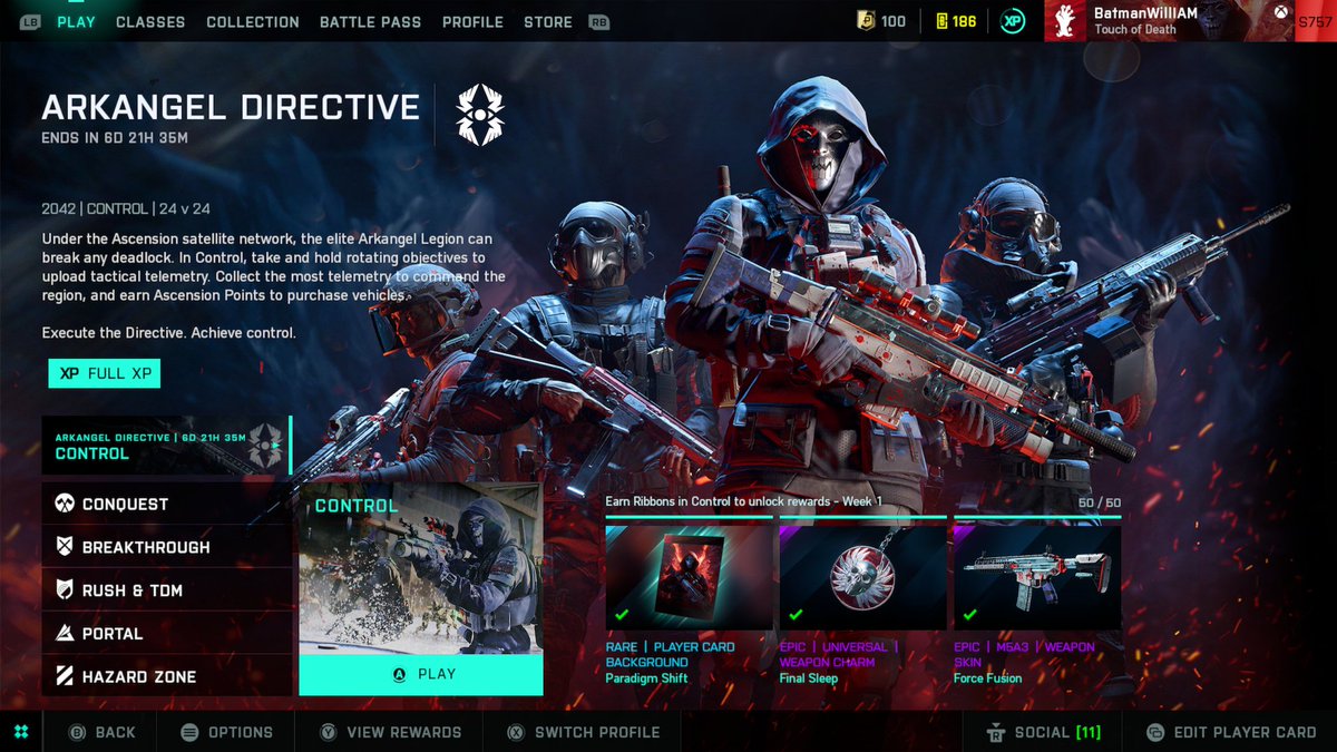 BatmanWilliam66's tweet photo. Week 1 of Arkangel Directive completed ✅ 
@Battlefield @EA_DICE 
 #ArkangelDirective #Battlefield2042 #Battlefield  #BF2042 https://t.co/NKmuzPg10e