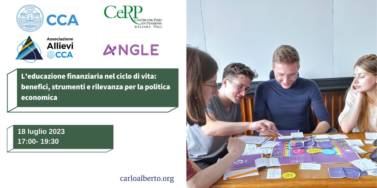 CollegioCA's tweet photo. 18 luglio, ore 17:00, vieni a scoprire le iniziative di #educazionefinanziaria di #CeRP, #CCA e
#AssociazioneAllievi nell’incontro “L’educazione finanziaria nel ciclo di vita: benefici, strumenti e
rilevanza per la politica economica”.
https://t.co/Xs1x84PJE6
#ANGLEProject https://t.co/Tk29xRlqiO