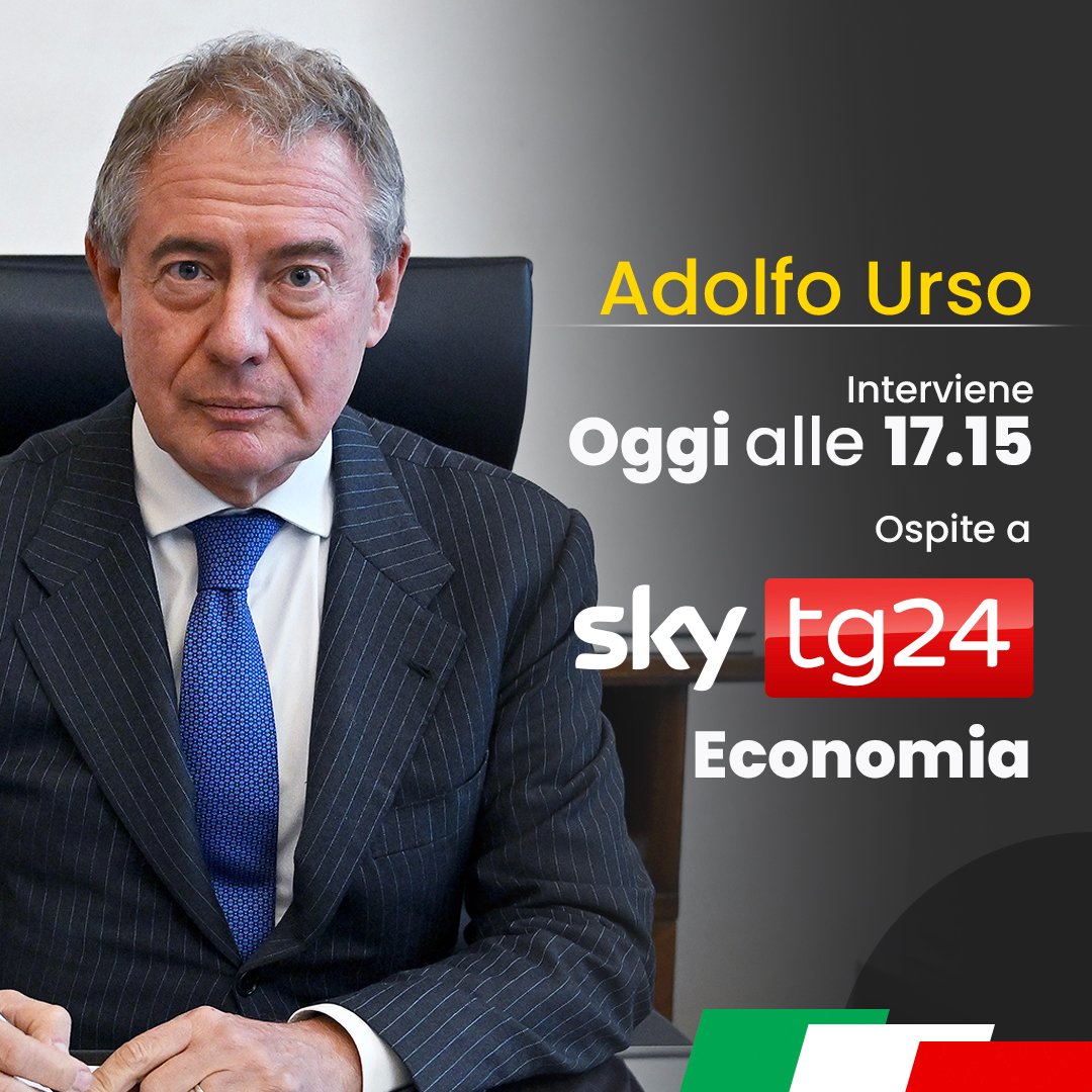 Il ministro @adolfo_urso alle 17.15 sarà in diretta su @SkyTG24 economia.