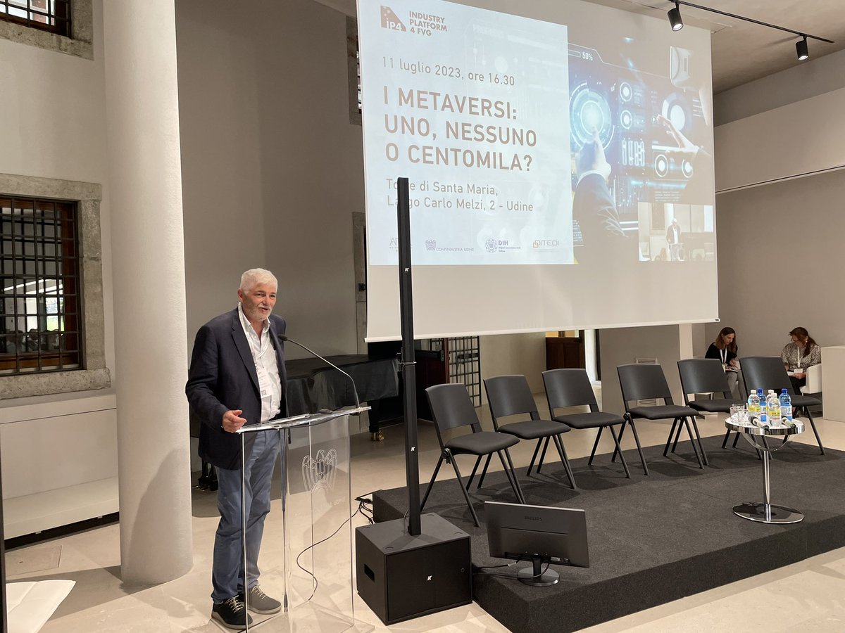 Confindustria Udine (@confindustriaud) on Twitter photo 🔵 In diretta dalla Torre di Santa Maria, convegno di <a href="/ip4fvg/">IP4FVG - La trasformazione digitale in FVG</a> in collaborazione con #Confindustria #Udine e <a href="/DITEDIcluster/">DITEDI</a>
📌 I #metaversi: uno, nessuno o centomila? Le diverse possibilità che offre il #metaverso per l’industria
🎙️ Introduce il vicepresidente, Dino Feragotto 🔵 In diretta dalla Torre di Santa Maria, convegno di <a href="/ip4fvg/">IP4FVG - La trasformazione digitale in FVG</a> in collaborazione con #Confindustria #Udine e <a href="/DITEDIcluster/">DITEDI</a>
📌 I #metaversi: uno, nessuno o centomila? Le diverse possibilità che offre il #metaverso per l’industria
🎙️ Introduce il vicepresidente, Dino Feragotto