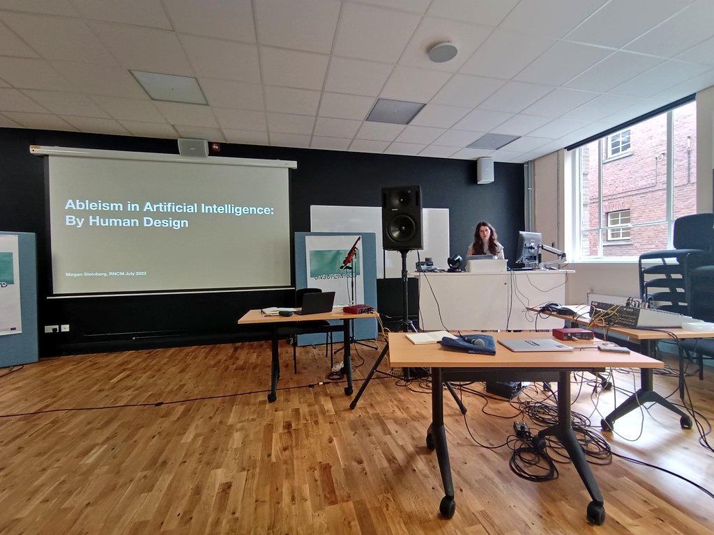 Novars_Research's tweet photo. #UnSupervised3 Showcase 2023
Megan Steinberg presenting 'Ableism in #ArtificialIntelligence: by Human Design'
@RNCMPRiSM #machinelearning @_SamSalem @NinaWhiteman @bofantheone https://t.co/9Ju3eoNm6M
