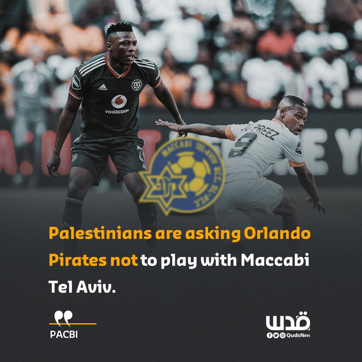 AnwarPrinceP's tweet photo. @Newzroom405 @StephenGrootes The Palestinian Campaign for the Academic and Cultural Boycott of Israel (PACBI) has urged the South African football club,Orlando Pirates,to withdraw from the fixture scheduled on 13 July match against the ISrael-based team,"Playing with a team representing apartheid ISrael 🙈👎🏿 https://t.co/70L0p67p3y