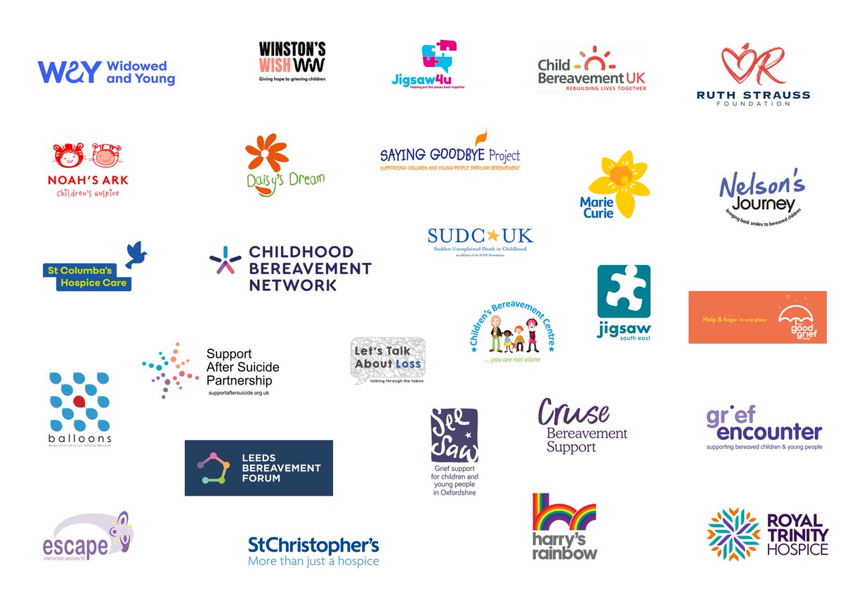 ChildhoodBereavement (@cbntweets) on Twitter photo A huge thank you to <a href="/balloonsdevon/">balloons Devon</a> <a href="/CatchuOrg/">CatchU</a> <a href="/cbukhelp/">Child Bereavement UK</a> <a href="/CBereavementC/">Children's Bereavement Centre</a> <a href="/CruseSupport/">Cruse Bereavement Support</a>
<a href="/Daisys_Dream/">Daisy's Dream</a> <a href="/griefencounter/">Grief Encounter</a> Escape Intervention Services <a href="/GoodGriefProj/">The Good Grief Project</a> <a href="/goodgrieftrust/">The Good Grief Trust</a> <a href="/harrysrainbow/">Harry's Rainbow</a> <a href="/JigsawSouthEast/">Jigsaw South East</a> <a href="/Jigsaw4u/">Jigsaw4u</a>
and...
#GriefDoesntTakeARecess
#NoChildGrievesAlone
3/6 A huge thank you to <a href="/balloonsdevon/">balloons Devon</a> <a href="/CatchuOrg/">CatchU</a> <a href="/cbukhelp/">Child Bereavement UK</a> <a href="/CBereavementC/">Children's Bereavement Centre</a> <a href="/CruseSupport/">Cruse Bereavement Support</a>
<a href="/Daisys_Dream/">Daisy's Dream</a> <a href="/griefencounter/">Grief Encounter</a> Escape Intervention Services <a href="/GoodGriefProj/">The Good Grief Project</a> <a href="/goodgrieftrust/">The Good Grief Trust</a> <a href="/harrysrainbow/">Harry's Rainbow</a> <a href="/JigsawSouthEast/">Jigsaw South East</a> <a href="/Jigsaw4u/">Jigsaw4u</a>
and...
#GriefDoesntTakeARecess
#NoChildGrievesAlone
3/6