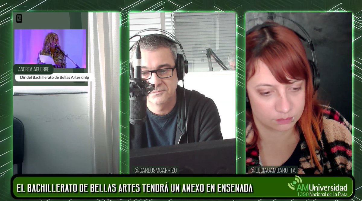 Andrea Aguerre, Directora del <a href="/bbaunlp/">Bachillerato de Bellas Artes UNLP</a> <a href="/unlp/">UNLP</a> #ContactoUniversitario @radioulaplataAM 1390 en vivo acá nos ves y nos escuchas twitch.tv/radiou_laplata  Online en universidata.com.ar