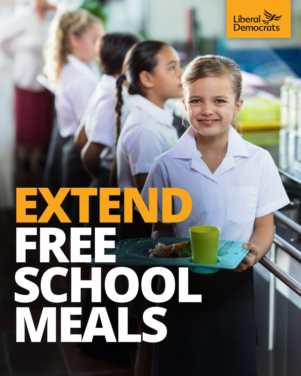 For some children, a free school lunch may be their only meal of the day. 🍝 We would extend Free School Meals to all children in primary education, and all secondary school children whose families receive Universal Credit. ⬇️