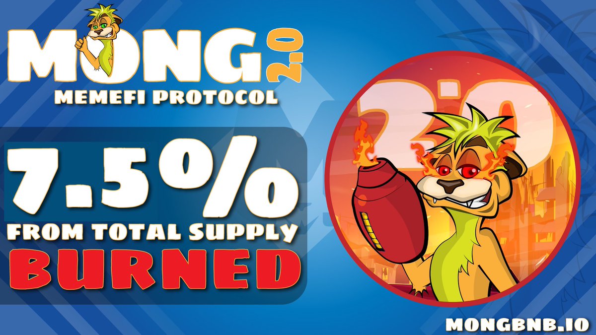 🔥 Burn announcement 7.5% supply

Mong 2.0 team have been doing buybacks since the launch

Today we unlock supply for NFTs airdrops and Cex listings but having enough after the buy backs we decided to burn it and make the Lp stronger

bscscan.com/tx/0x68e45a356…