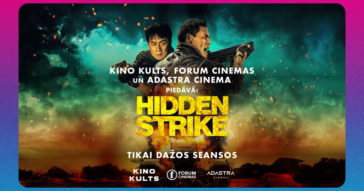 DŽEKIJS ČANS ir atpakaļ uz LIELĀ ekrāna - kopā ar AdAstra Cinema un <a href="/forumcinemaslv/">Forum Cinemas</a> piedāvājam aktiera jaunāko lielbudžeta supergrāvēju duetā ar pašu <a href="/JohnCena/">John Cena</a> - SLĒPTAIS TRIECIENS / HIDDEN STRIKE!

Tikai DAŽOS seansos 18./22./25. jūlijā, BIĻETES te: kinokults.lv/hiddenstrike