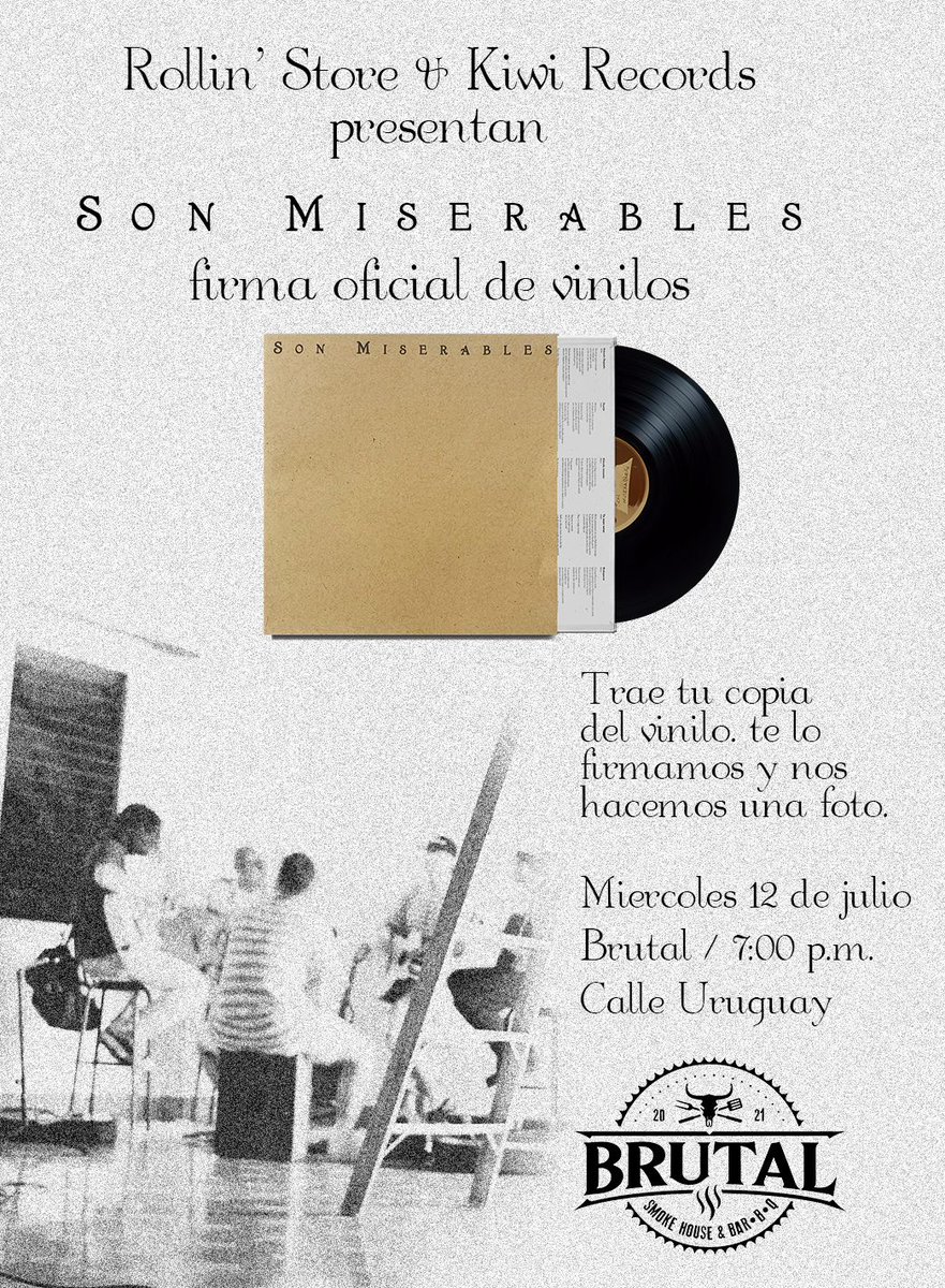 AnaMValdes's tweet photo. Emocionadisima!!!
Mañana firma de vinilos del disco de @sonmiserables en Brutal Smoke House, calle Uruguay, 7:00 p.m. 
Trae el tuyo! https://t.co/J6bWl1p6ni