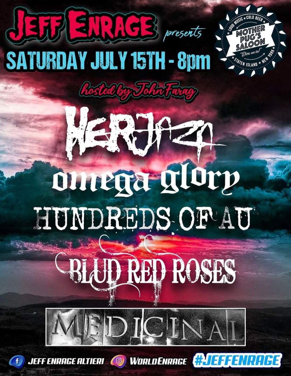 BludPage's tweet photo. @BludRedRoses has an awesome show coming up Saturday July 15th ...yes this Saturday ‼️‼️It will be Mother Pug's Saloon in Staten Island please come out and support 🤘🏻🤘🏻❤️❤️‼️‼️If you want to check out Blud Red Roses music their flowpage is https://t.co/COayKJK050 https://t.co/UsQJPRfCSw