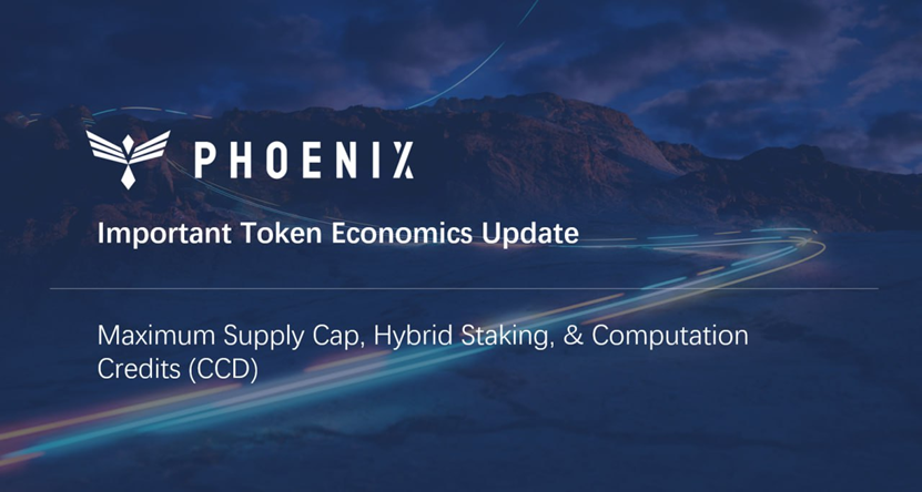 Phoenix_Chain's tweet photo. Important Phoenix token economics update – we will be reviewing highly anticipated topics such as $PHB Maximum Supply Cap , Hybrid Staking, and how Computation Credits (CCD) will create additional value for the Phoenix ecosystem.

Read the update in detail here:
https://t.co/OYkt1xFZAk