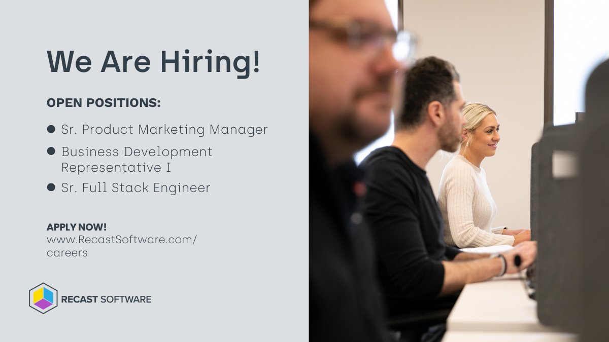 RecastSoftware's tweet photo. 🚨WE'RE HIRING!🚨

We'd love for you to join our team! We have openings in our marketing team and our engineering team. Learn more about our open positions👉https://t.co/NIYVsSkZ1F

#werehiring #productmarketing #BusinessDevelopmentRepresentative #BDR #fullstackengineer https://t.co/96imRXKsjd