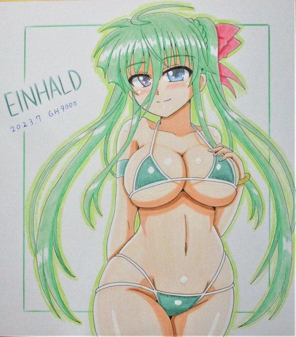 7月の色紙、小さめビキニなアインハルトさん、完成しました～😆😊 