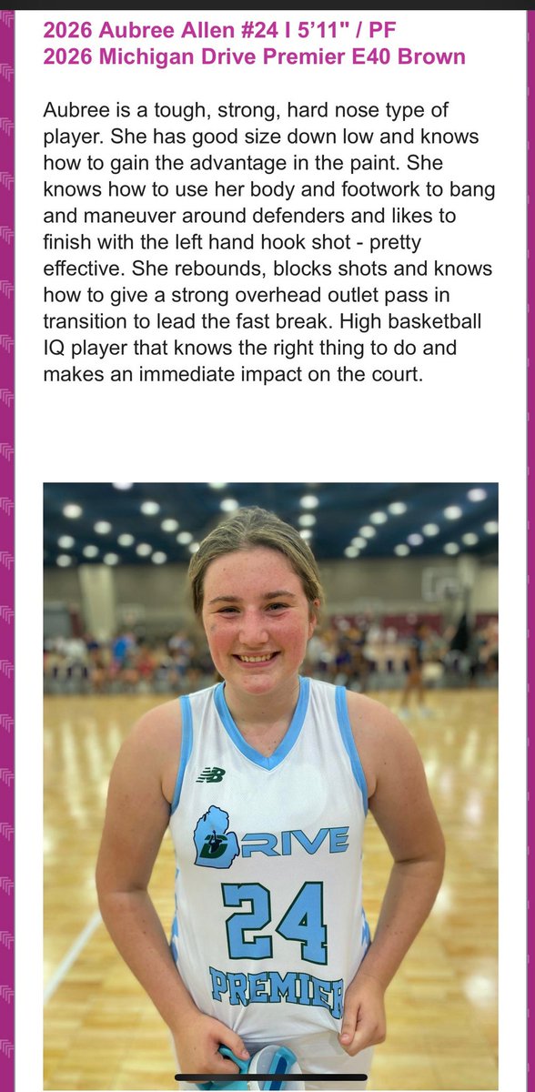 allen10_aubree's tweet photo. Thank you @TFNsRun4Roses for the write up! Had a great time playing in this tournament with my team. @MIPremier2026 @MIpremierbball @MichHSBball @wadesworld32 @PGHMichigan @BrownWay_7 @WHSbballgirls @CoachHitt33 @iamtwillis @LBInsider https://t.co/BAnwAgVUhL