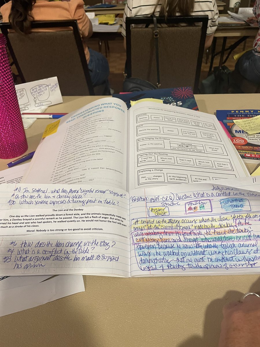EHSTeachEng's tweet photo. Such powerful learning happening at #kernelcamp23 with @Trail_of_BCs. Once again we are hitting all TEKS strands with one activity over a 4 sentence fable. Such rich possibilities for our students to engage with reading. @endeavoreagles will soar in @ChannelviewISD https://t.co/UgnMTmOJiW
