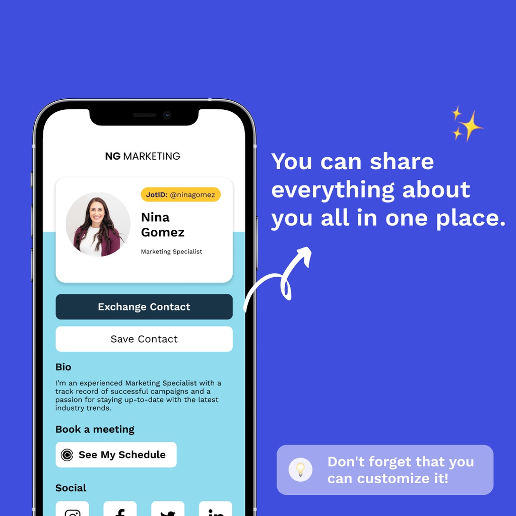 jottechnology's tweet photo. ✨🌐 Did you know? You can embed your Jot™ profile, which include your bio, contact details, schedule and social accounts, right into your email signature.

Download Jot today and explore features that will revolutionize your networking experience! 🚀🔗 https://t.co/HA9fb9nNka