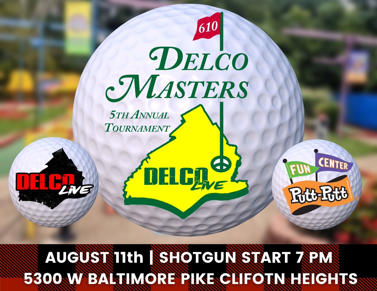 The Delco Masters is back!  The 5th installment returns to the Putt Putt in Clifton Heights.  August 11th with a shotgun start at 7 PM.  Stay Tuned for more details #Delco.  

#puttputt #minigolf #golf #miniaturegolf #puttputtgolf #familyfun #minigolfing #minigolfer #golfcourse