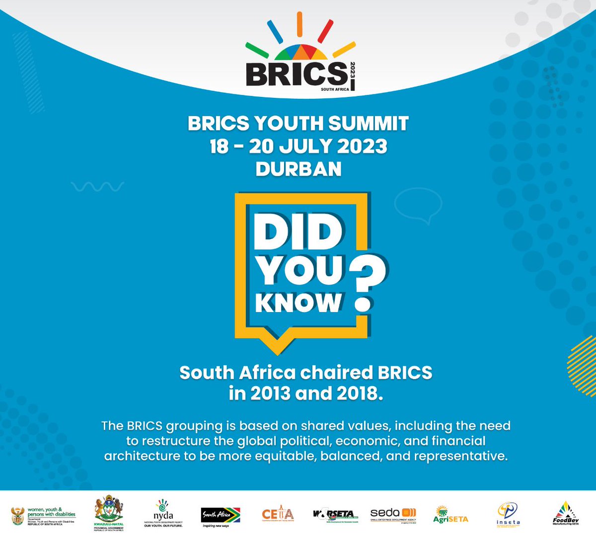 NYDARSA's tweet photo. DID YOU KNOW?
#BRICSYouthZA2023 #BRICSYouthSummit9 #BRICSSummit2023 #BRICSYouthInAction #BRICSFutureNow #BRICSYouthVoices #BRICSYouthLeaders #BRICSYouthInclusion #BRICSYouthNetwork https://t.co/KcPfRyWc0c