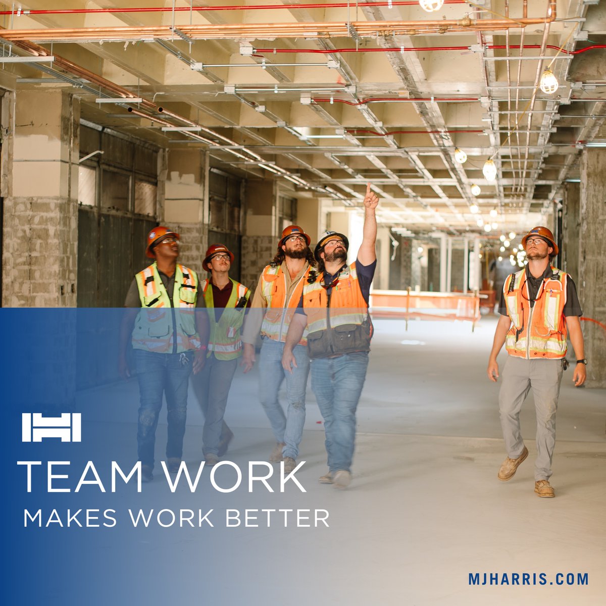 In everything we do, teamwork is our number one protocol. From the office to the field, to our trade partners and clients- we work best together and we build as one. #teamwork #constructionteam #healthcareconstruction #MJHarris