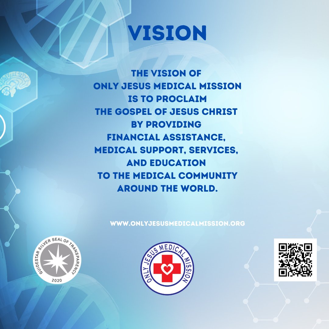 OnlyJesusmedmis's tweet photo. Our Vision: 
To proclaim the gospel of Jesus Christ by providing financial assistance, medical support, services, &amp; education to the medical community around the world. 
#OnlyJesusMedicalMission  #volunteer #donate #nonprofit #hospital #healthcare #MizmorKafGimmelHospital #ixxia https://t.co/6h9Rjg0J8w