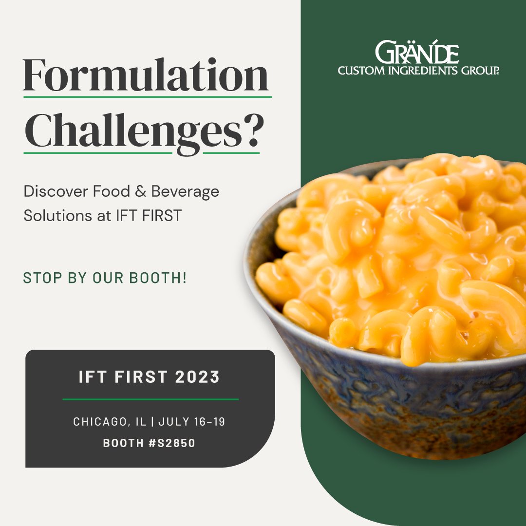Attending IFT FIRST in Chicago July 16–19? Head over to the south building to visit us at booth #S2850 to see how we solve formulation challenges, and try our mac n’ cheese, veggie dip and meatballs! #ScienceofFood #IFTFIRST #FoodTechnology 
hubs.ly/Q01VSCy30